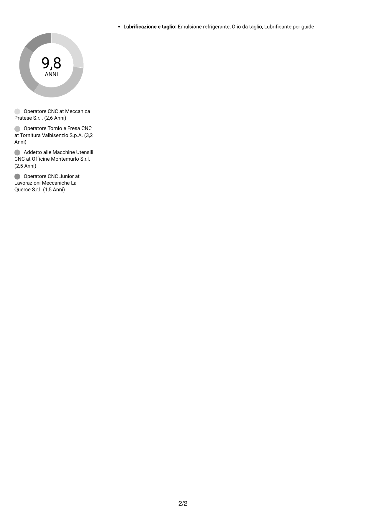 CV Compatto (formato sobrio a due colonne con foto): Operatore Macchine CNC - Tornitura e Fresatura, pagina 2