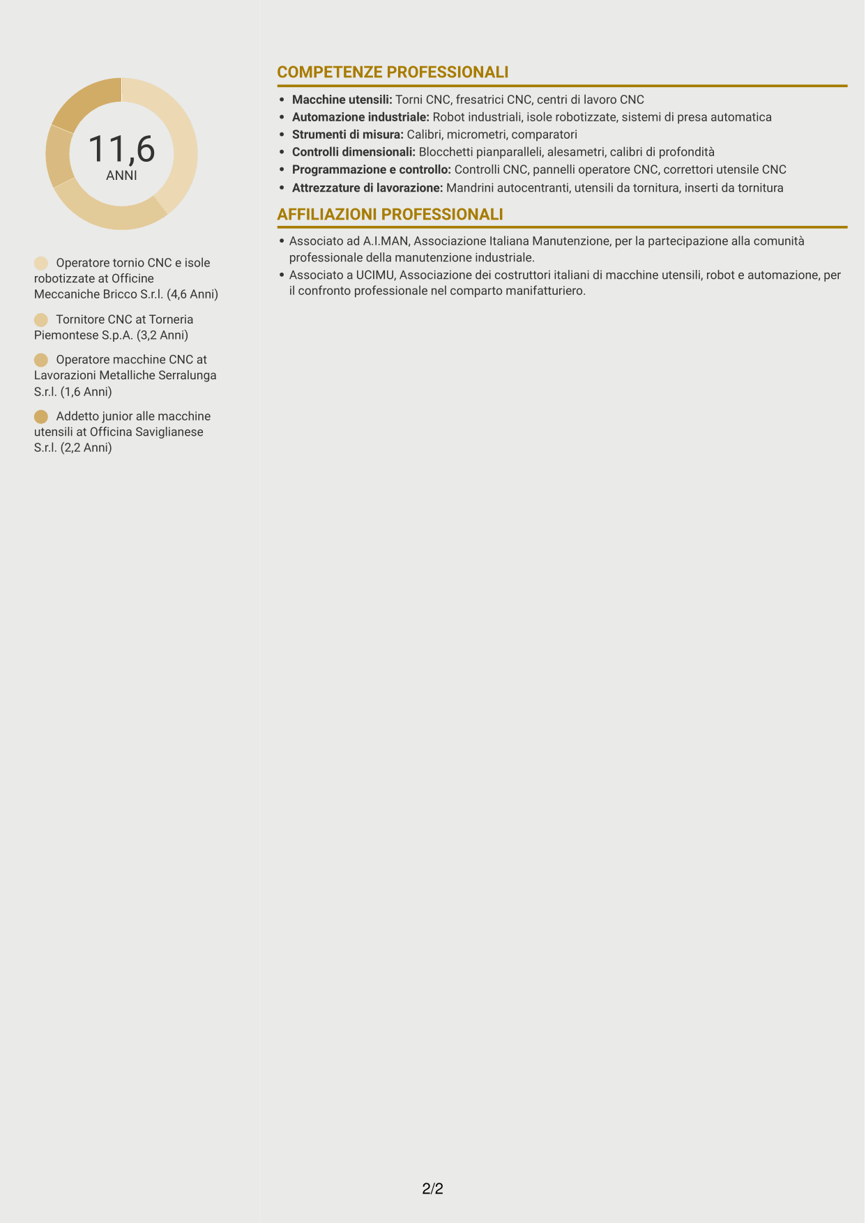 CV Dinamico (formato a due colonne con icone): Operatore tornio CNC - Isole robotizzate, pagina 2
