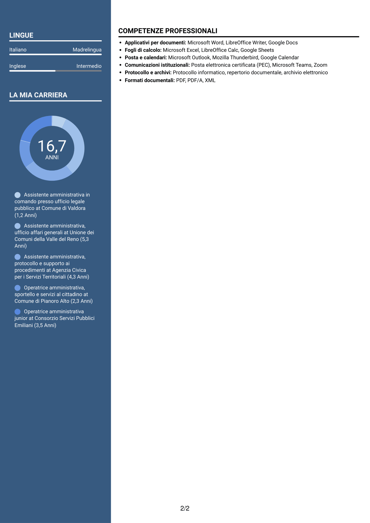 CV Signature (formato con colonna laterale colorata e foto grande): Personale amministrativo - Servizi per uffici legali pubblici, pagina 2