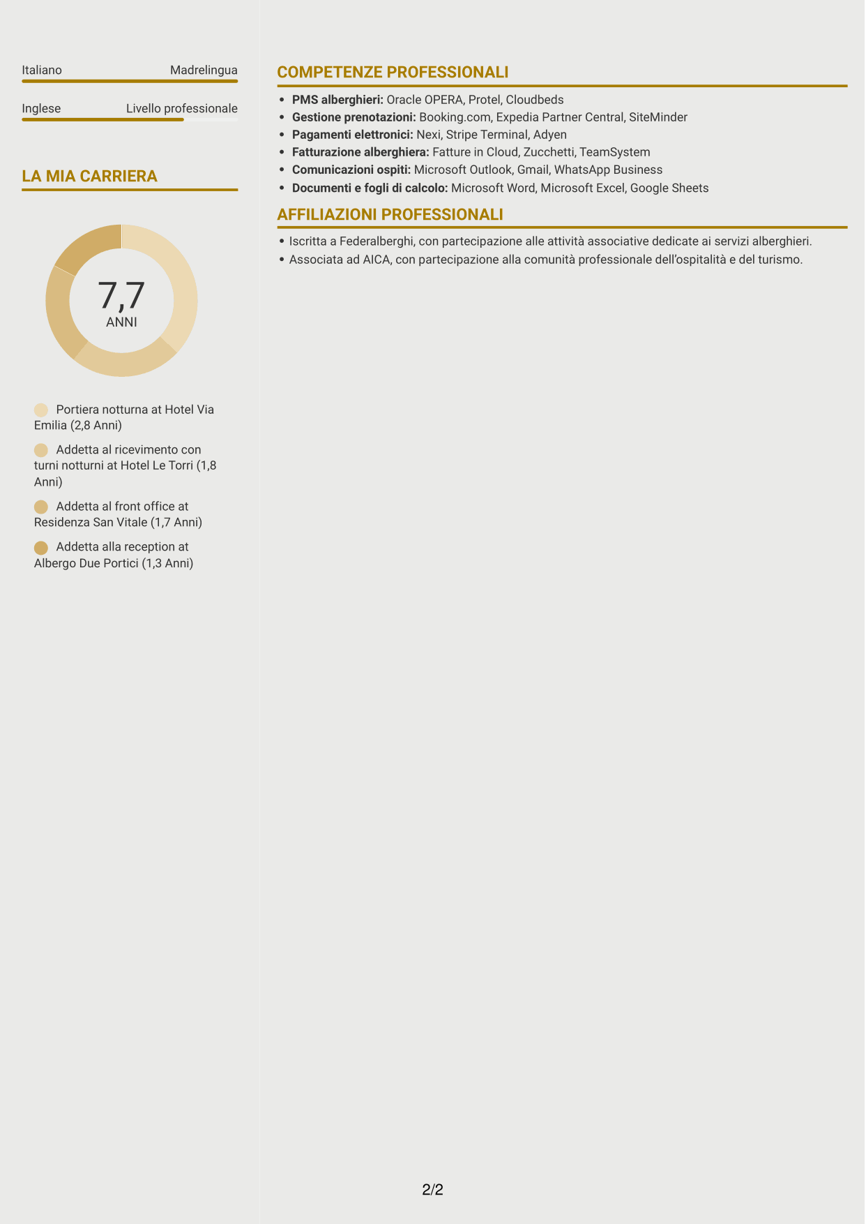 CV Dinamico (formato a due colonne con icone): Portiere Notturno, pagina 2