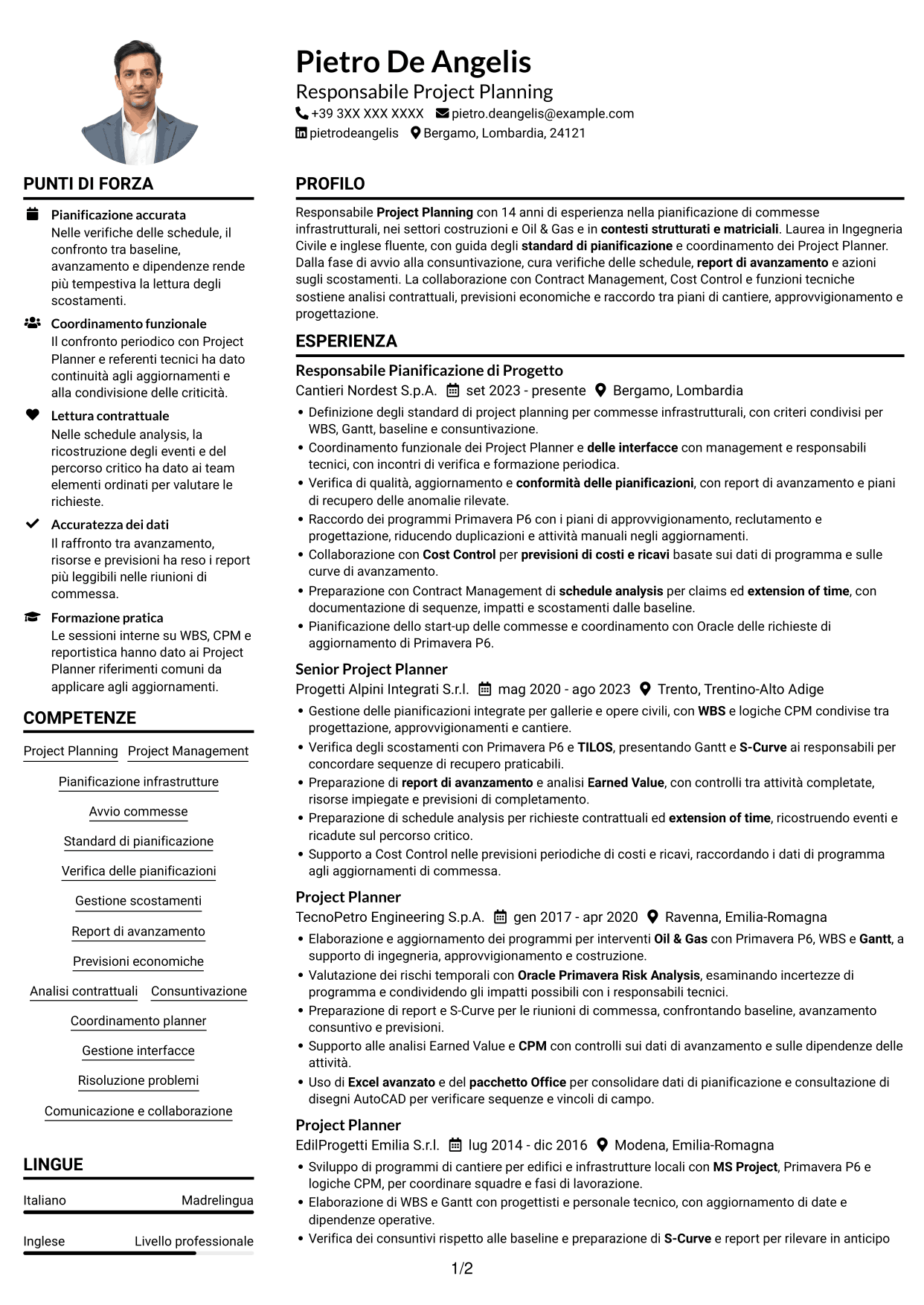 Esempio di curriculum — pagina 1