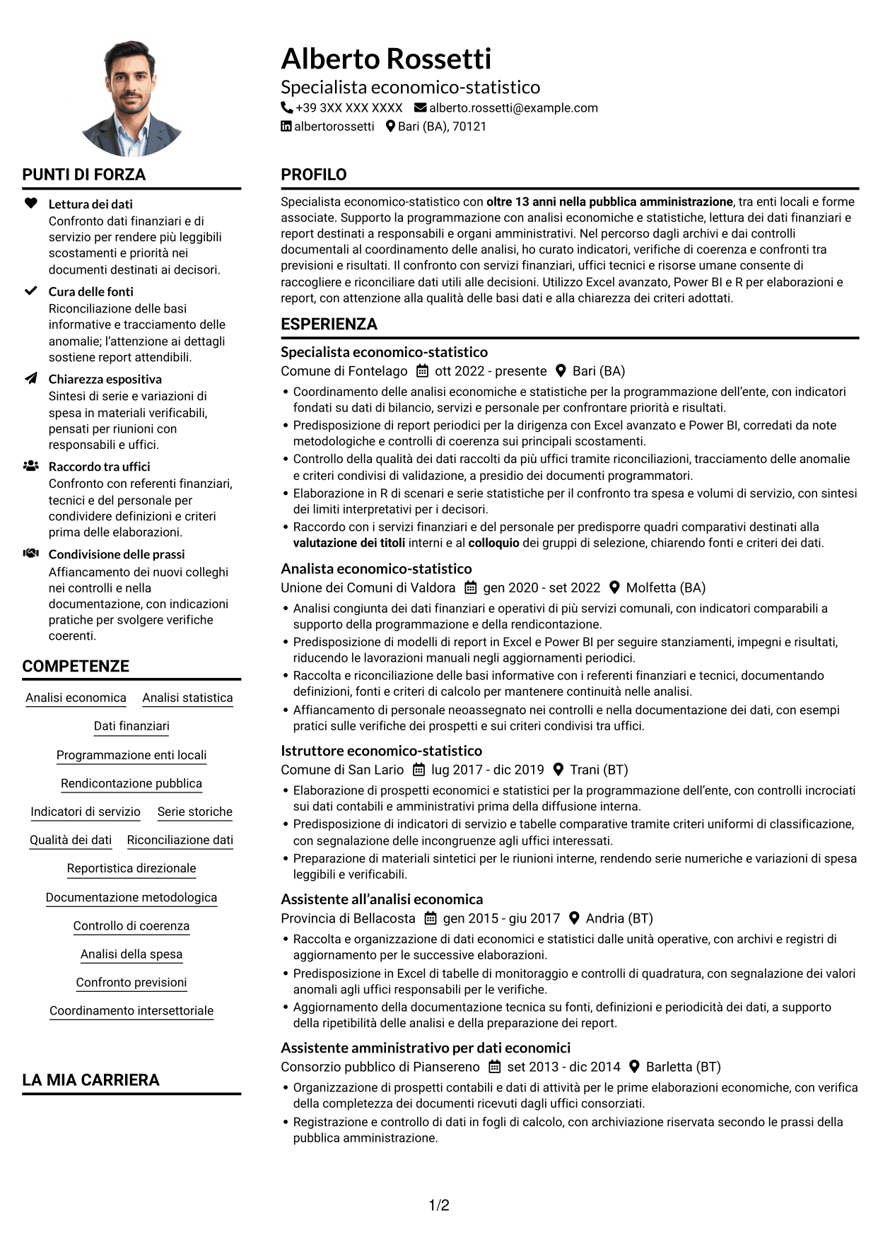Esempio di curriculum — pagina 1