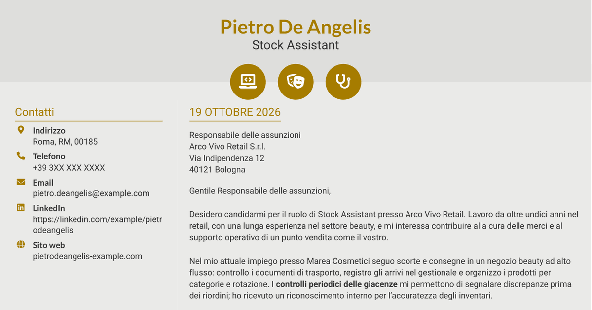7 modelli di lettera di presentazione per Stock Assistant - Retail Beauty, con esempi