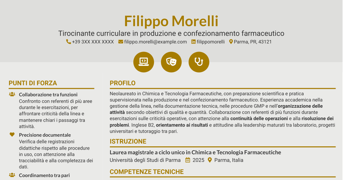 7 modelli di CV per Supervisore di confezionamento secondario, con esempi