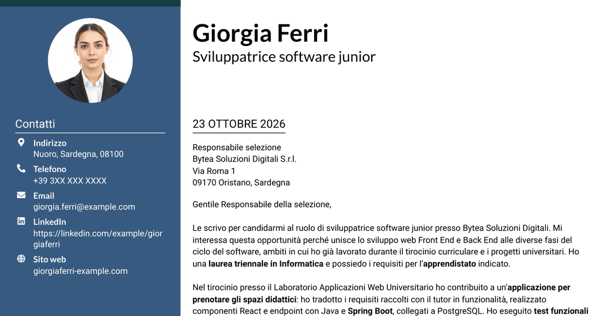 7 modelli di lettera di presentazione per Sviluppatore Software Junior - Sviluppo Full Stack, con esempi